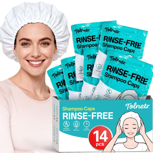 Tolnetr shampoo cap no rinse 14-pack in sealed packaging for travel-ready care.