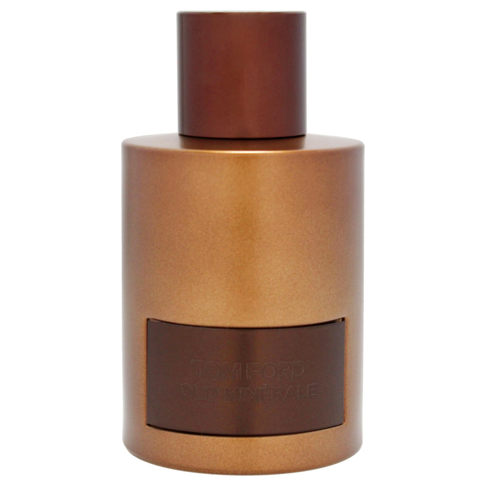 Tom Ford Oud Minerale bottle side reveals balanced woody marine character for everyday elegance.
