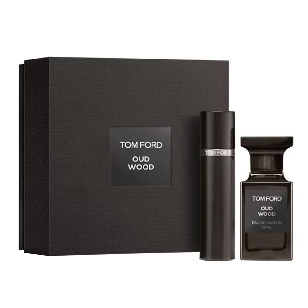 Tom Ford Oud Wood travel spray for on-the-go fragrance.