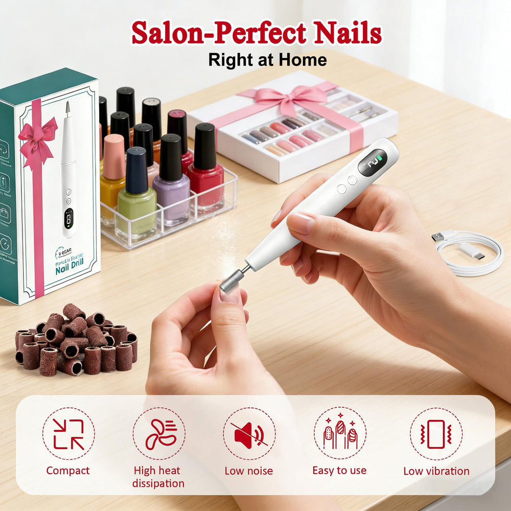 TOMETOTES cordless nail drill showing USB-C charging for on-the-go manicures
