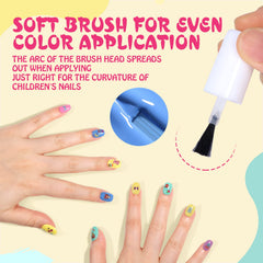 TOMICCA Nail Polish Bottle Application demonstrates easy brush stroke and kid-friendly use.