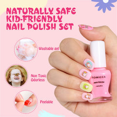 TOMICCA Nail Polish Peel-Off removal highlights gentle, mess-free removal for little nails.