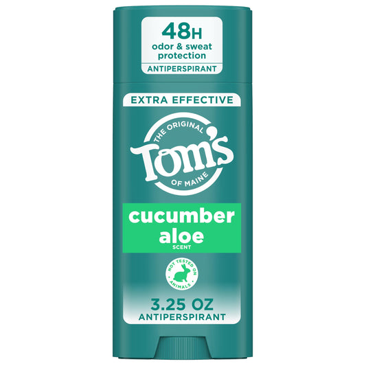 Tom’s of Maine cucumber aloe antiperspirant stick close-up for all-day freshness