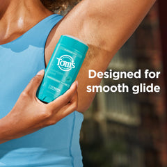 Close-up of Tom's of Maine Eucalyptus Mint deodorant applying clear coverage.