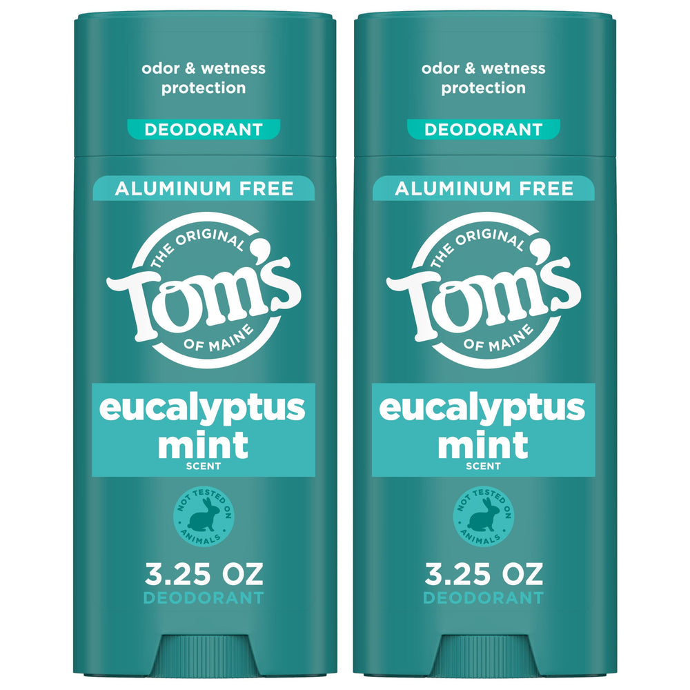 Tom's of Maine Eucalyptus Mint deodorant stick front view for all-day freshness.