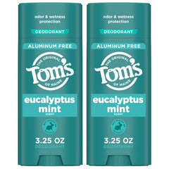 Tom's of Maine Eucalyptus Mint deodorant stick front view for all-day freshness.