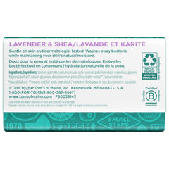 Tom's of Maine Lavender & Shea bar for daily cleanse.