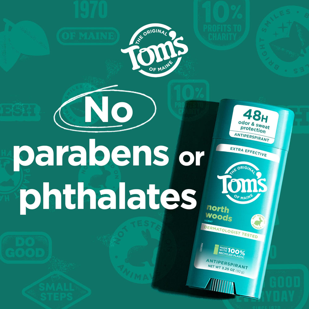 Dermatologist-tested badge featured on Tom's of Maine North Woods packaging.