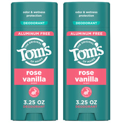 Tom's of Maine Rose Vanilla deodorant stick packaging for on-the-go freshness
