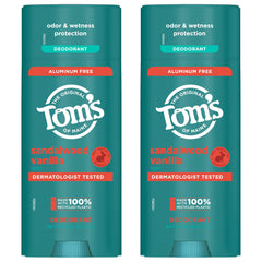 Tom’s of Maine Sandalwood Vanilla deodorant in daily use for regular freshness.