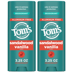 Tom’s of Maine Sandalwood Vanilla deodorant stick front shows clear application and odor protection.