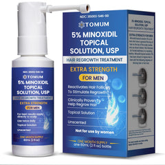 Tomum Minoxidil spray on the scalp supports potential regrowth for a fuller look.