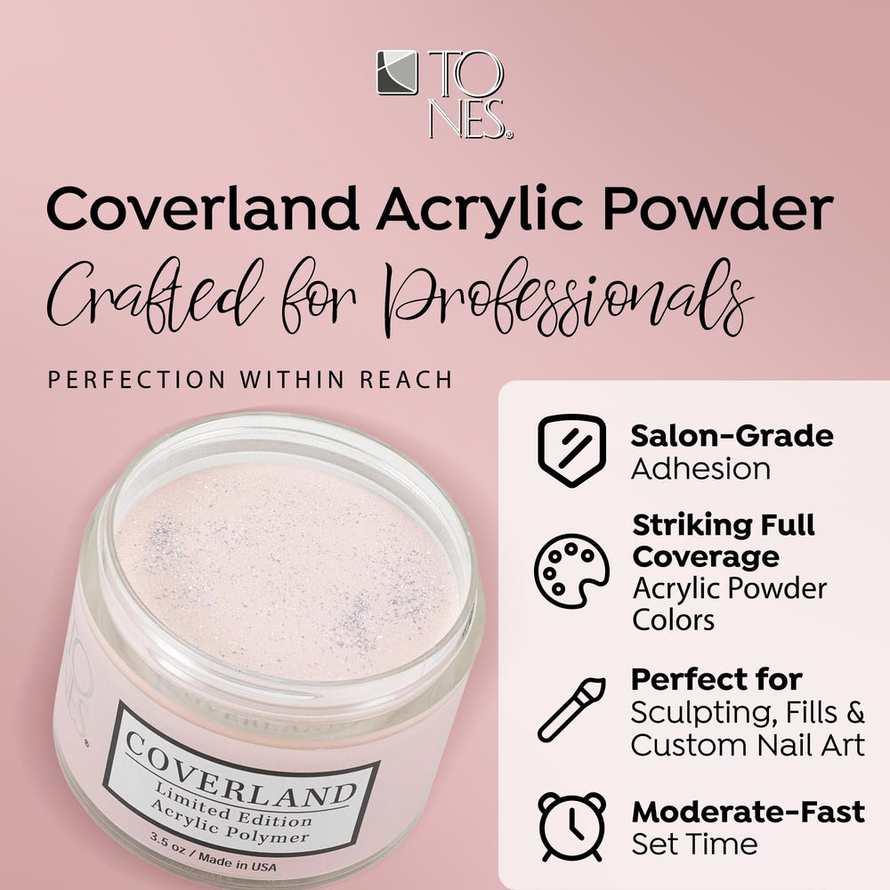 TONES Coverland Sexy Brown powder dispensing jar ready for precise nail art