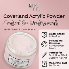 TONES Coverland Sexy Brown powder dispensing jar ready for precise nail art