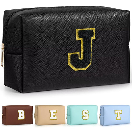 TOPEAST monogram patch makeup bag with chic personalization for gifting