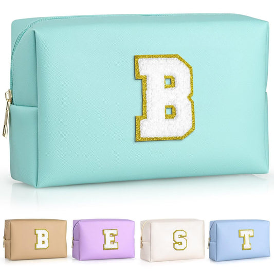 TOPEAST Preppy Patch Makeup Bag with chenille patch adds personalized charm for cosmetics.