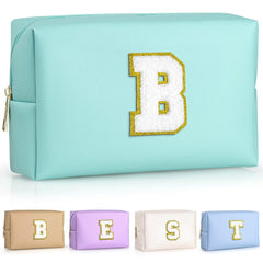 TOPEAST Preppy Patch Makeup Bag with chenille patch adds personalized charm for cosmetics.