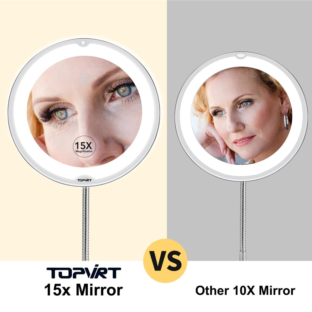 TopVIRT power suction cup keeps the mirror securely in place.