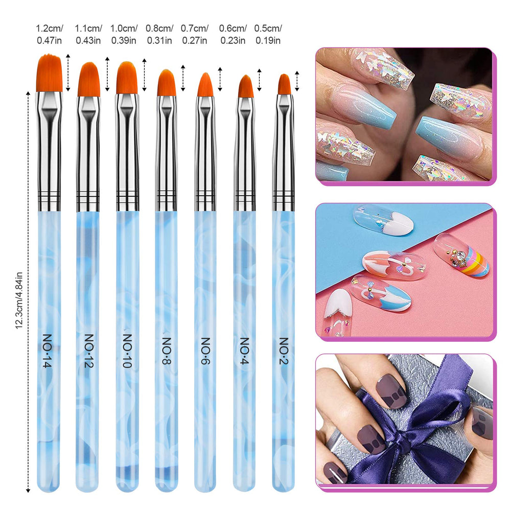 TOROKOM 7-brush-sizes nail art brushes for precise designs.