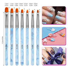 TOROKOM 7-brush-sizes nail art brushes for precise designs.