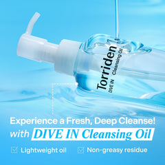 Torriden DIVE IN cleansing oil melts makeup from skin