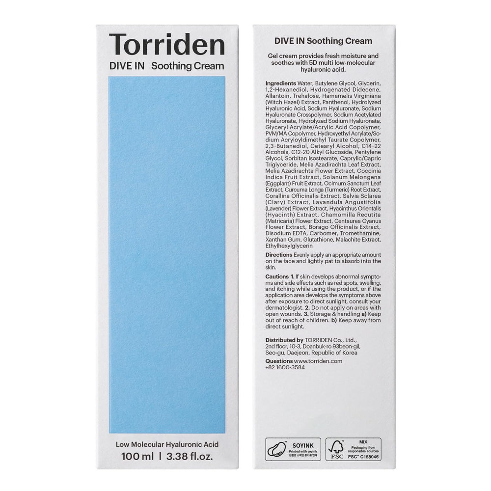 Torriden Dive In recyclable label and soy-based ink detail.