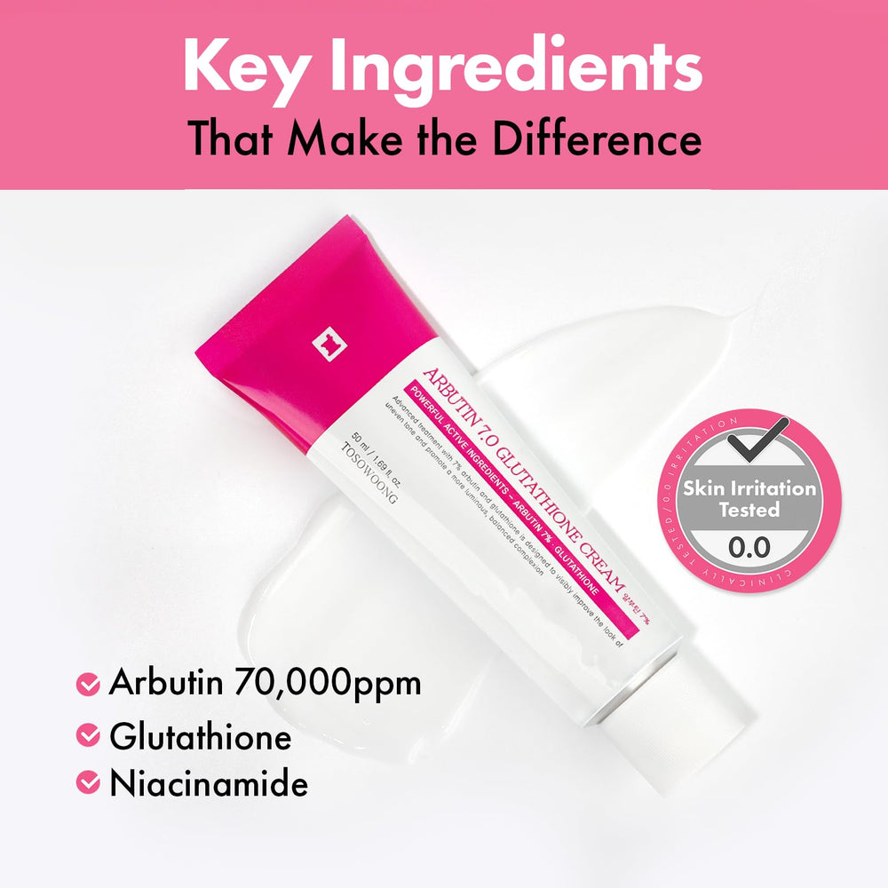 TOSOWOONG Arbutin Cream bottle, sleek daily skincare companion.