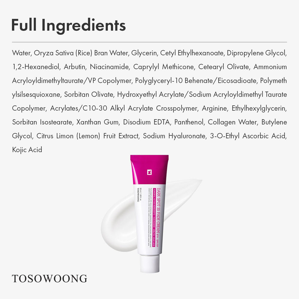 TOSOWOONG Dark Spot 35 hydration on skin shows lasting moisture.