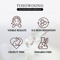 TOSOWOONG Glutathione Serum applied near dark spots for even tone potential.