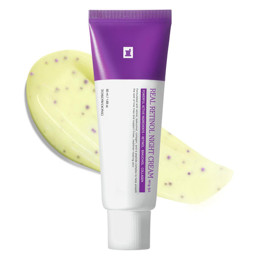 TOSOWOONG Real Retinol Night Cream bottle with advanced anti-aging formula for firmer skin