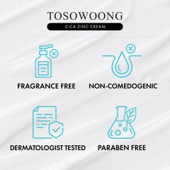 TOSOWOONG SOS Repair cream ingredients zinc highlight care for sensitive skin