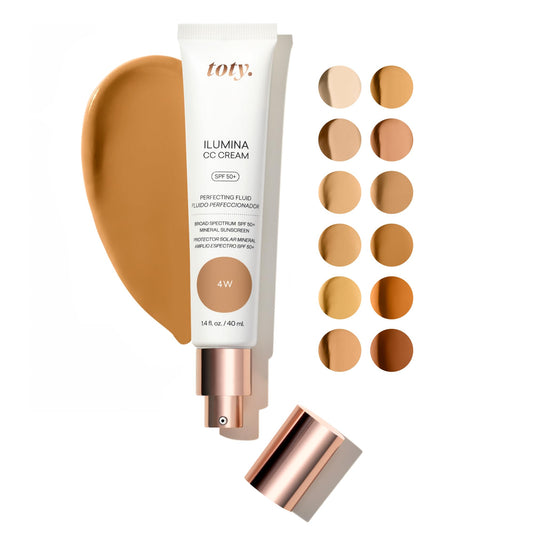 Toty Lumina CC Cream bottle with SPF 50+ for radiant, protected skin.