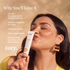 Toty Lumina CC Cream noncomedogenic packaging to reduce pore clogging.