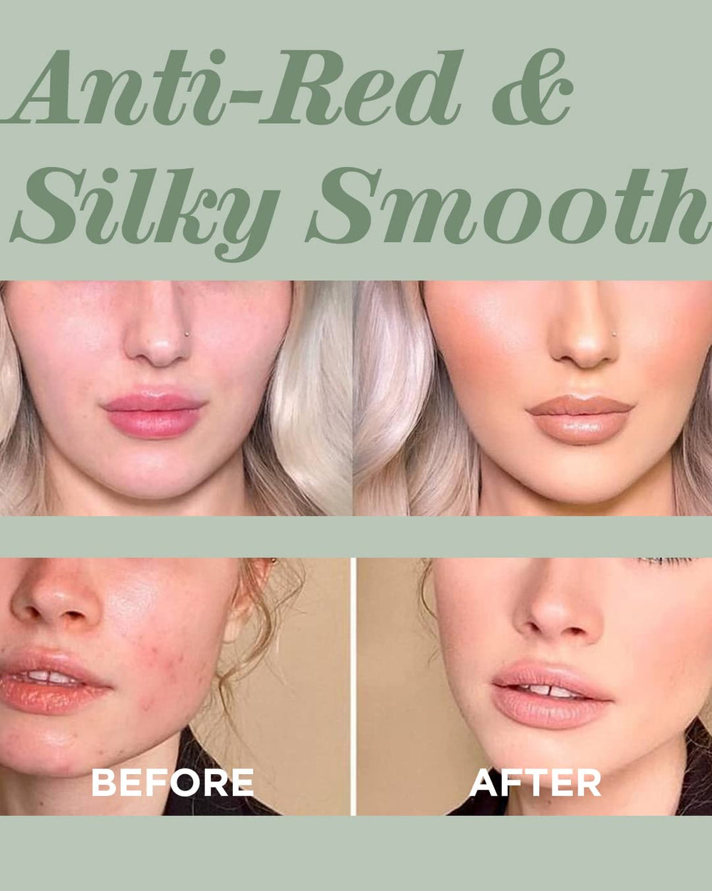 Touch In Sol green-tone primer wear test highlights even complexion.