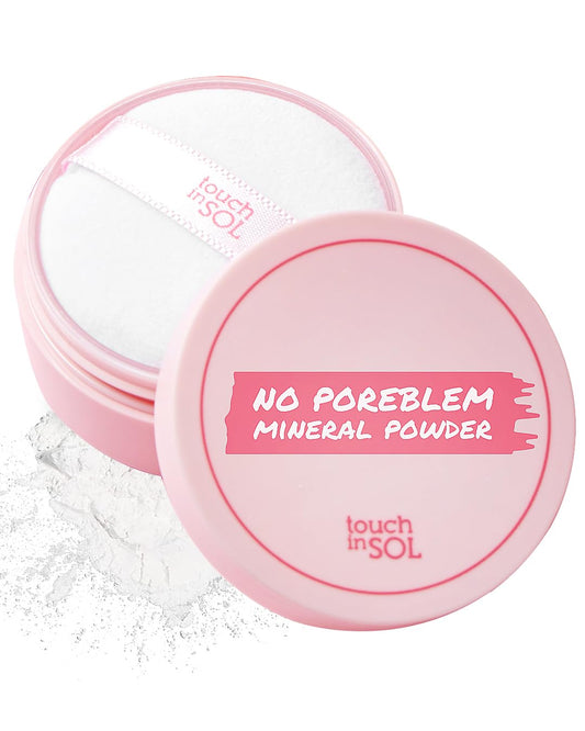 Touch in Sol No Poreblem powder bottle shown for easy touch-ups and oil control