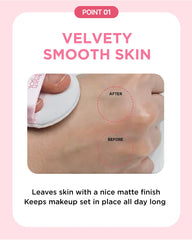 Touch in Sol No Poreblem powder applied on skin for translucent blur