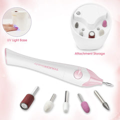 TOUCHBeauty battery-powered nail drill operates without cords for convenience.