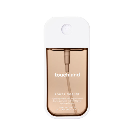 Touchland Vanilla Velvet fragrance mist bottle for body and hair on the go.