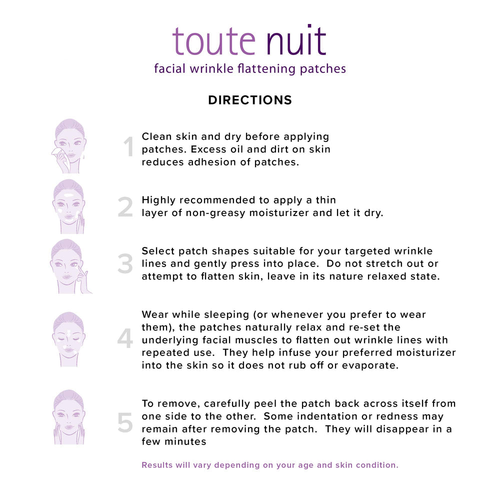 Toute Nuit Wrinkle Patches are unscented and skin-safe for sensitive skin use.