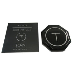 TOVA Nights solid perfume compact front view for discreet on-the-go fragrance touch-ups.