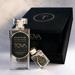 Tova Signature Anniversary packaging closeup highlights premium presentation for gifting.