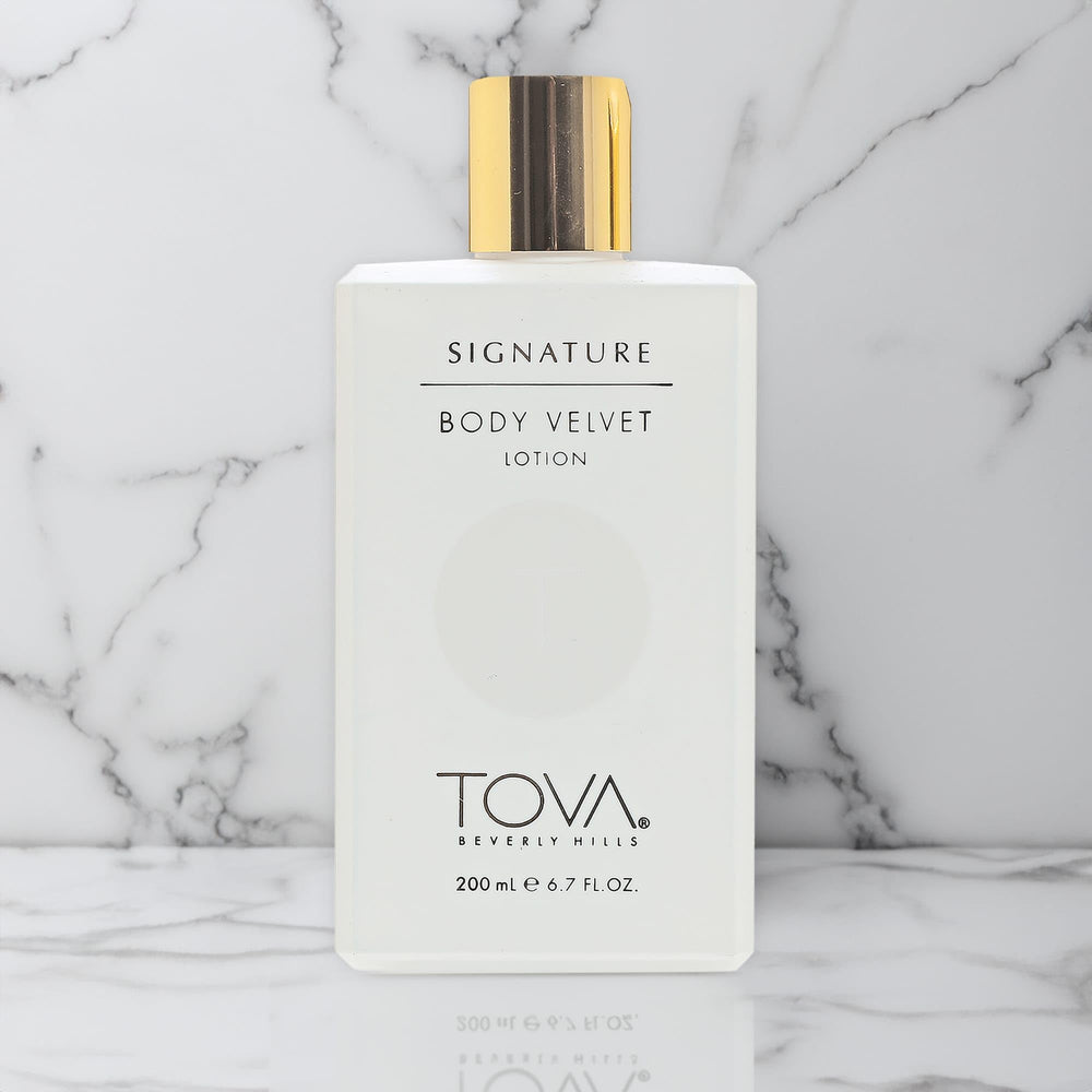 USA-made badge on Tova Signature Body Velvet Lotion signals quality and ethical production.