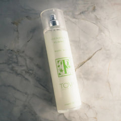 Tova packaging with pastel summer tones reflecting a light, uplifting fragrance