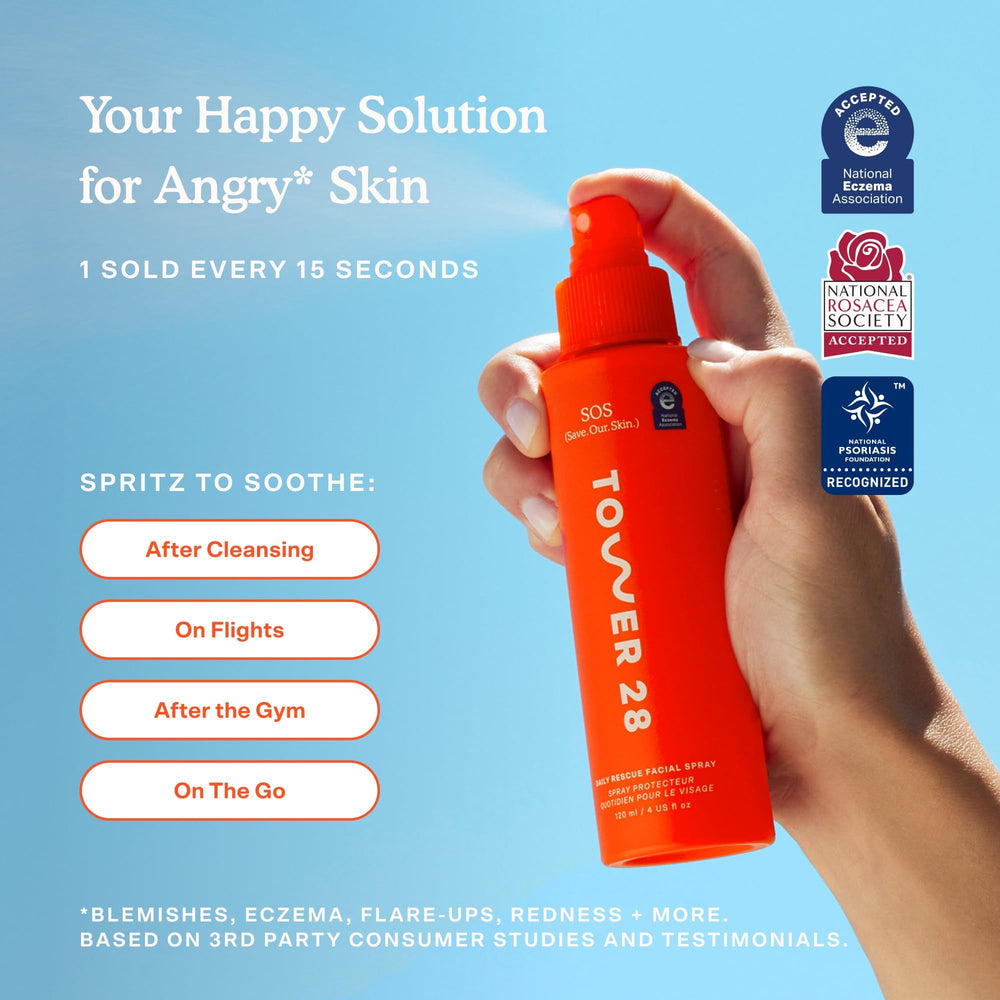 Tower 28 Jumbo SOS Recovery Face Cream swirling texture on skin demonstrates fast absorption.