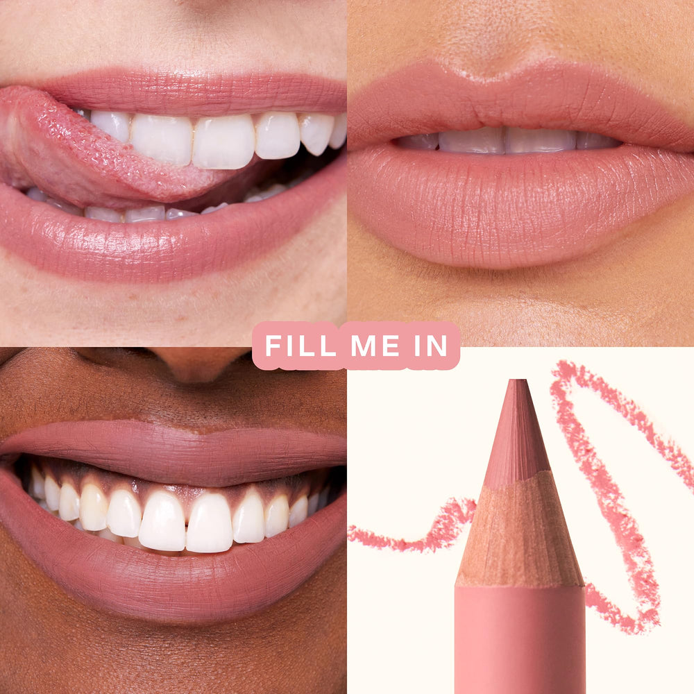 Tower 28 OneLiner creamy formula shown for smooth, non-drying lip definition.