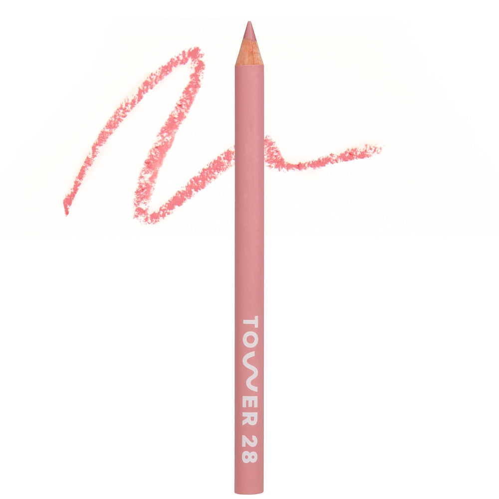 Tower 28 OneLiner lip liner close-up for precise, creamy definition.