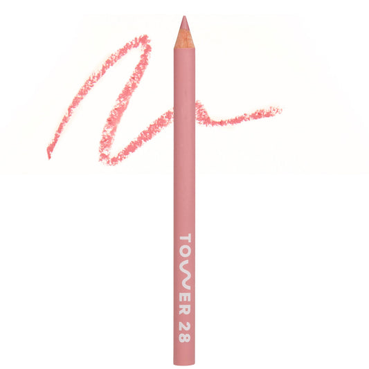 Tower 28 OneLiner lip liner close-up for precise, creamy definition.