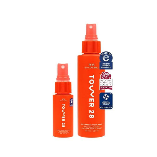 Tower 28 SOS Daily Rescue facial spray bottle calms irritation