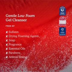 Tower 28 SOS Gel Cleanser in use shows makeup and SPF removal without irritation.