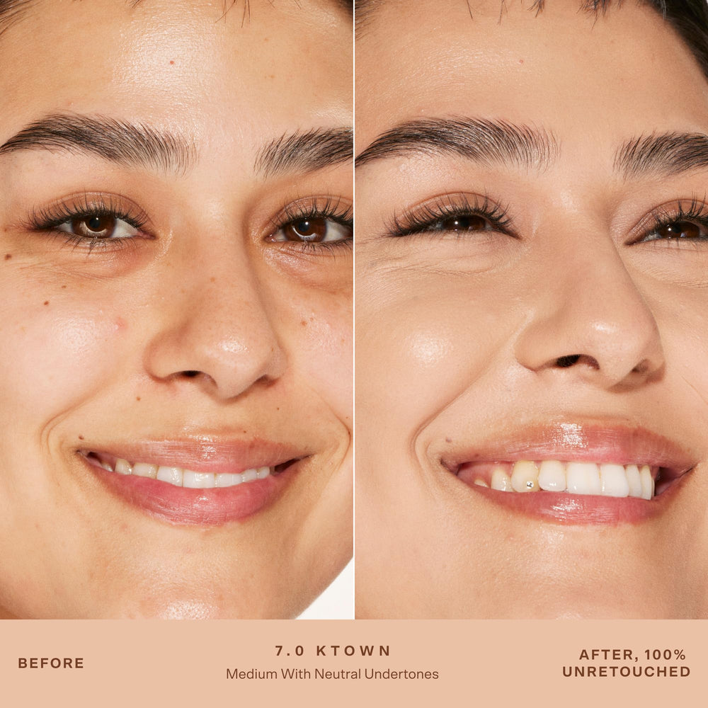 Applying Tower 28 Swipe Serum Concealer for under-eye coverage